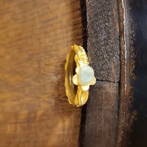 Handmade Ring made with beach glass size 8 10k plated